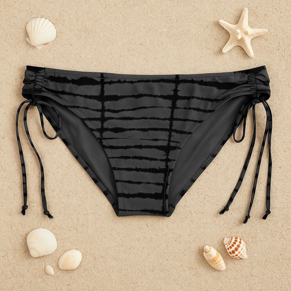 Converse Black Gray Tie-Dye Side Tie Bikini Bottom Size XL